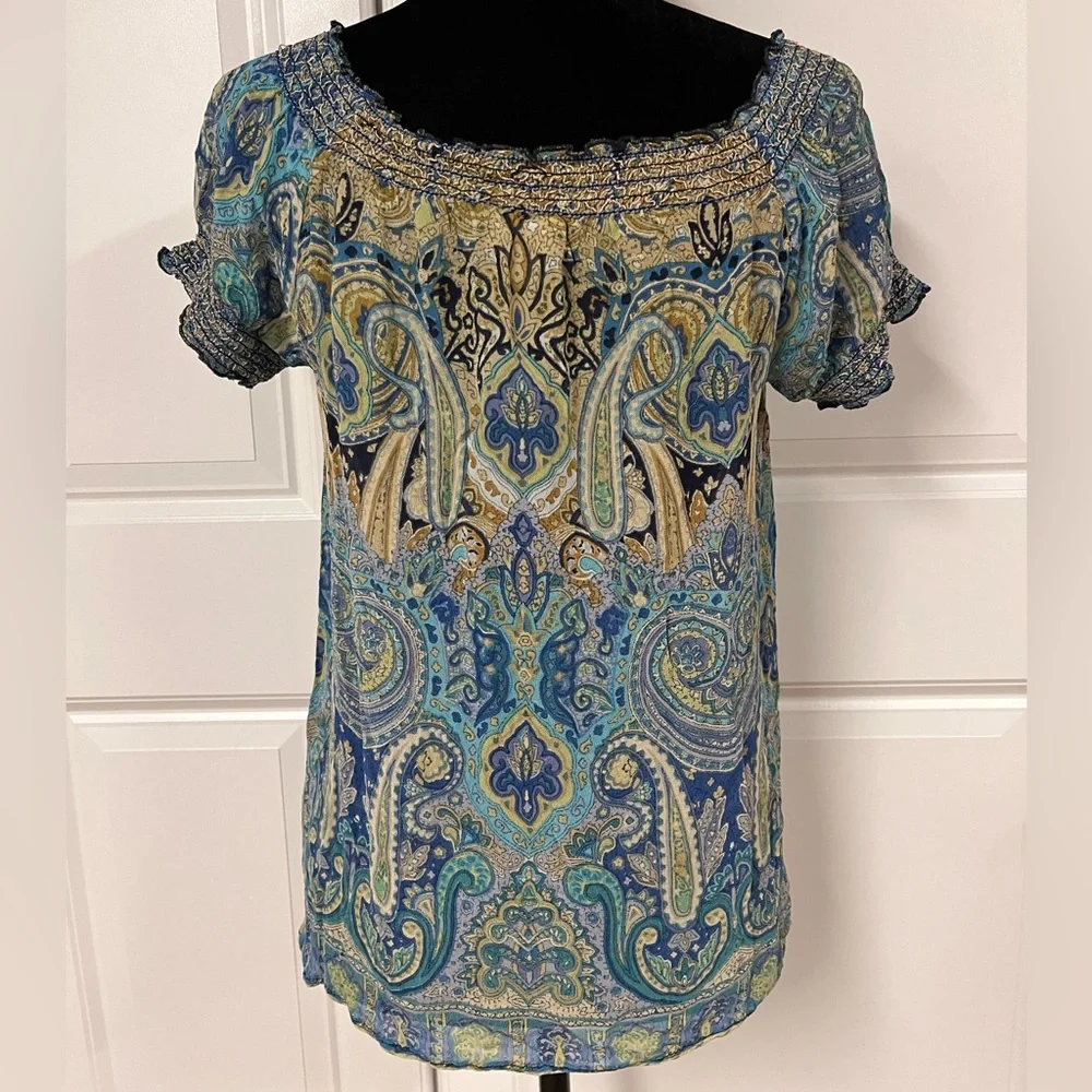 Dressbarn Paisley Tie Front Top